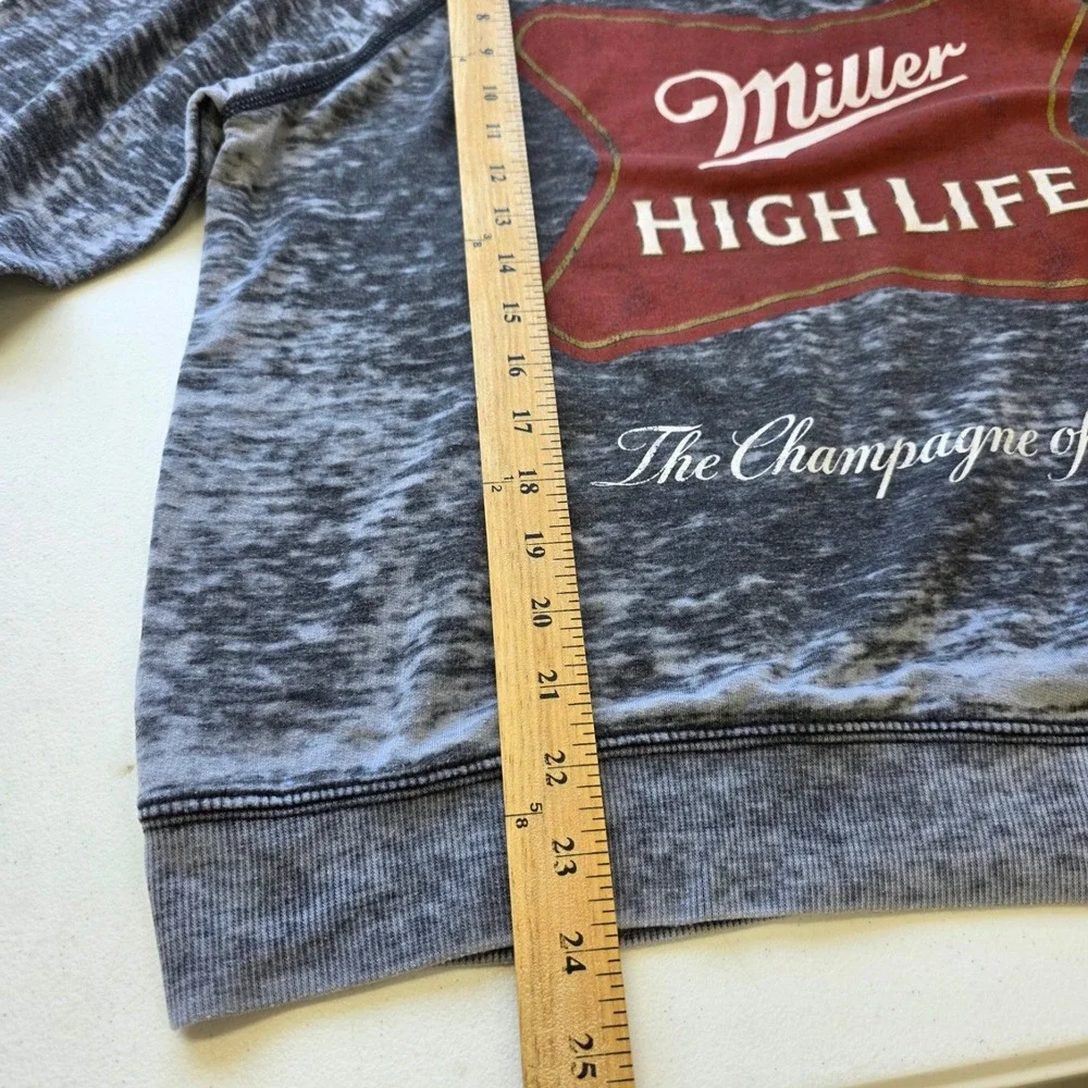 Oddpeople Miller High Life Sweatshirt Small Grey Acid Wash Graphic Pullover Beer